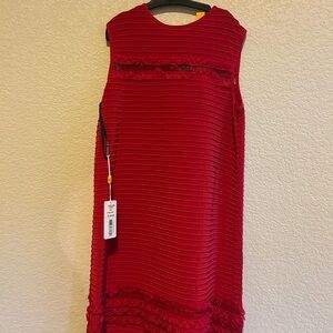 Red Textured Dress by Red